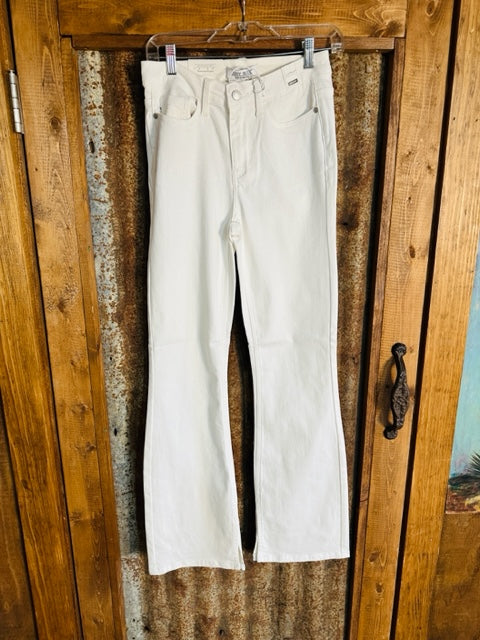 White Bootcut Jeans with Hem Side Slit