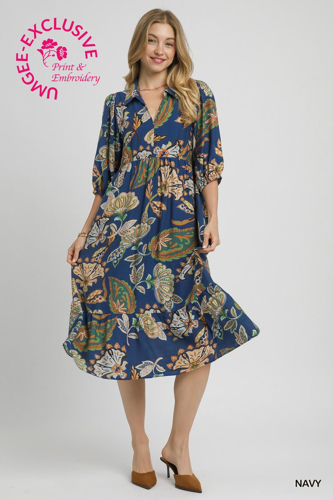 Boho Paisley Tiered Midi Dress