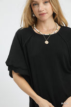 Load image into Gallery viewer, Linen Scallop Sleeve Boho Top
