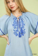 Load image into Gallery viewer, Embroidered Split Neck Boho Top
