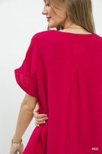 Load image into Gallery viewer, Textured Gauze Split-Neck Boho Blouse
