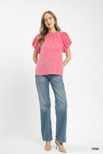 Load image into Gallery viewer, Textured Gauze Ruffle Neck Boho Top
