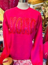 Load image into Gallery viewer, Xoxo Pink Print Valentine&#39;s Day Sweatshirt Faux Sequin

