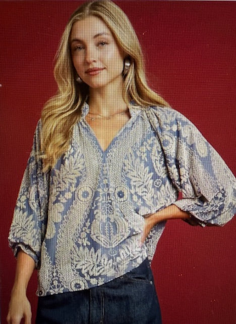 Steel Blue Velvet Top