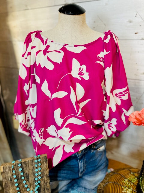 Big Floral Magenta Blouse