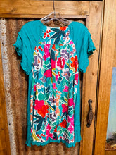 Load image into Gallery viewer, Jade Floral Back Linen Dress
