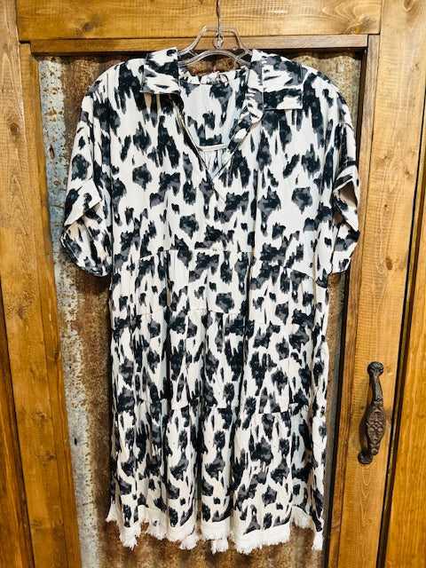 Leopard Cream Tiered Dress