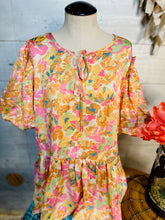 Load image into Gallery viewer, Pink &amp; Orange Floral Babydoll Top
