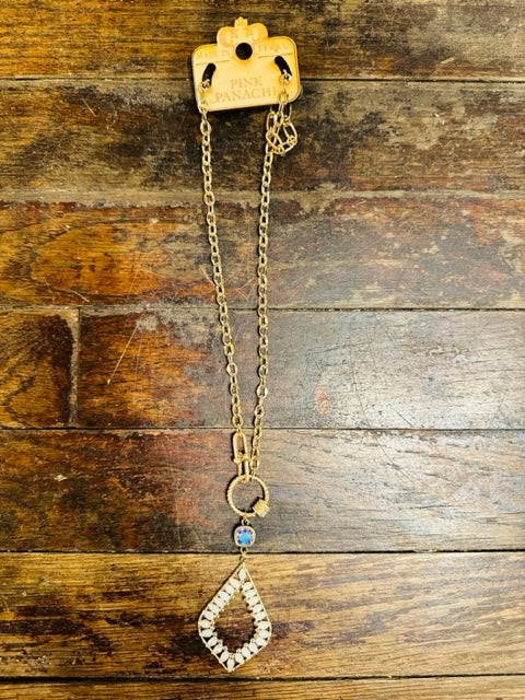 Iridescent Cream Teardrop Necklace