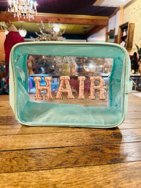 Clear HAIR XL Varsity Pouch Mint