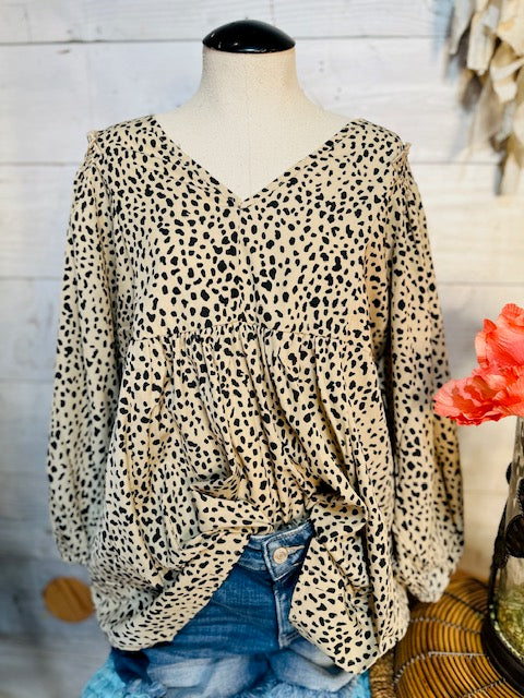 Leopard Spot Babydoll Blouse