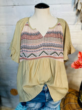 Load image into Gallery viewer, Light Sage Aztec Print Top
