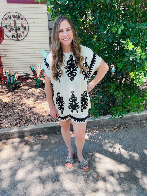Border Poncho Style Top