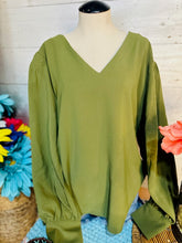 Load image into Gallery viewer, Olive Long Sleeve Peasant Top

