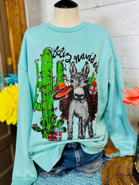 Feliz Navidad Christmas Donkey Sweatshirt