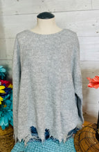 Load image into Gallery viewer, Grey Distressed Hem Sweater
