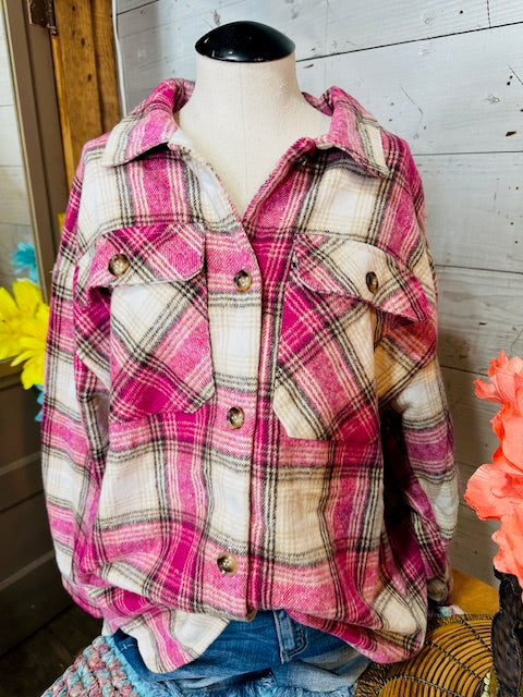 Magenta Plaid Shacket