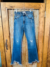Load image into Gallery viewer, PREMIER HIGH RISE DISTRESSED FLARE JEANS
