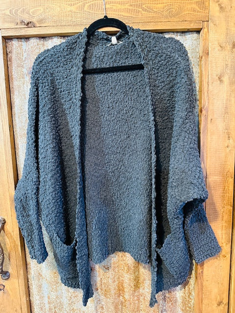Open Front Oversized Cardigan Sweater with Pockets