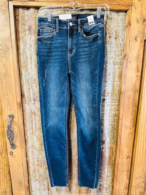 Mid Rise Vintage Raw Hem Skinny Jean