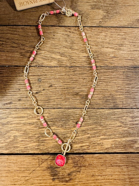 Fuchsia & Gold Toggle Necklace