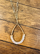 Load image into Gallery viewer, Beige Crushed Crystal Teardrop Necklace
