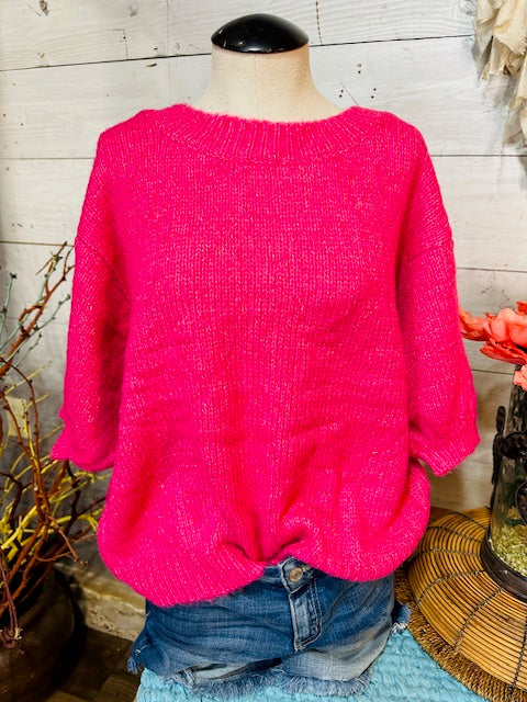 Short Puff Sleeve Knit Pullover