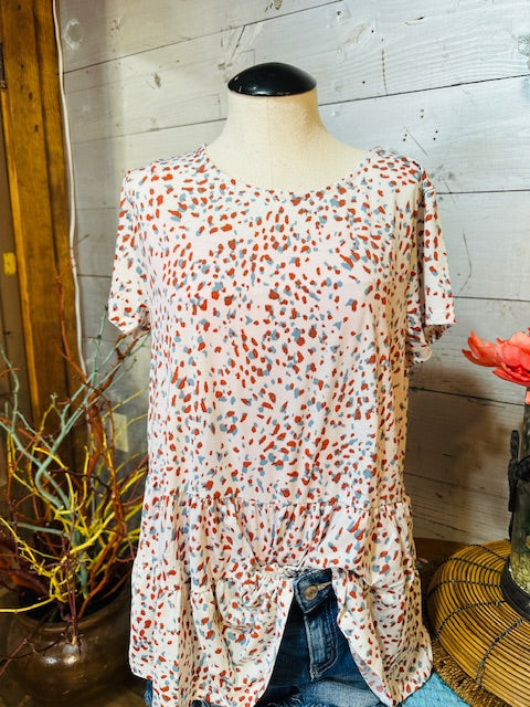 Rust Abstract Print Top