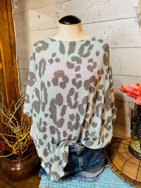 Dusty Blue Leopard Top