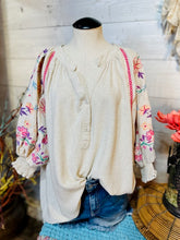 Load image into Gallery viewer, Oatmeal Blouse with Pastels
