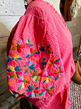 Load image into Gallery viewer, Bubblegum Baby Doll Top with Embroidery
