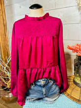 Load image into Gallery viewer, Solid Long Bubble Sleeves Baby Doll Top
