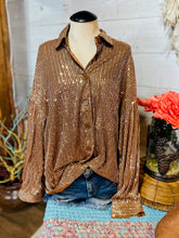 Load image into Gallery viewer, Oversized Sequin Button Down Shirt
