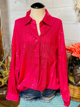 Load image into Gallery viewer, Oversized Sequin Button Down Shirt
