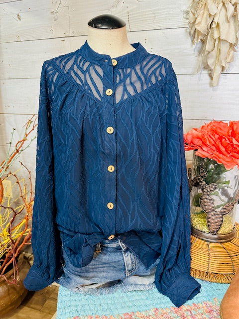 Abstract Design Woven Shirt Top