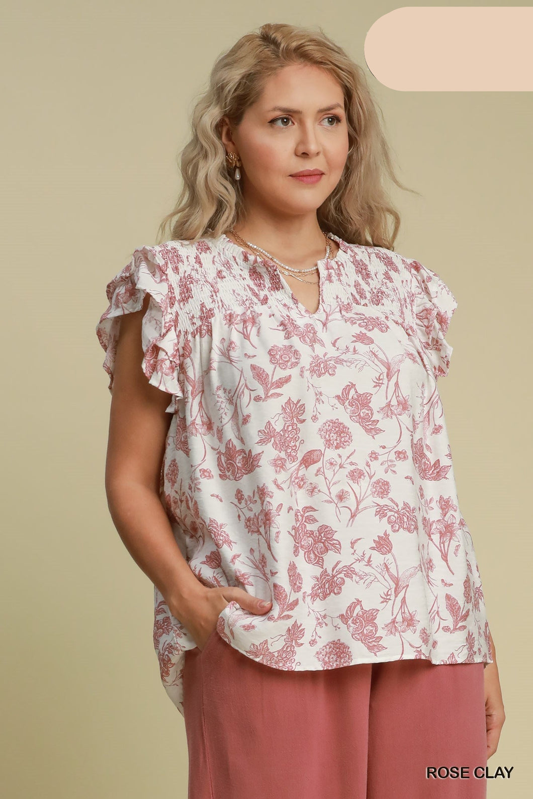 Floral Ruffle Sleeve Blouse