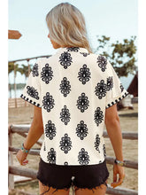 Load image into Gallery viewer, Boho Geometric Print Short Sleeve V Neck Blouse
