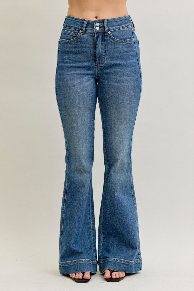 Hw Flare Tummy Control Double Button Jean
