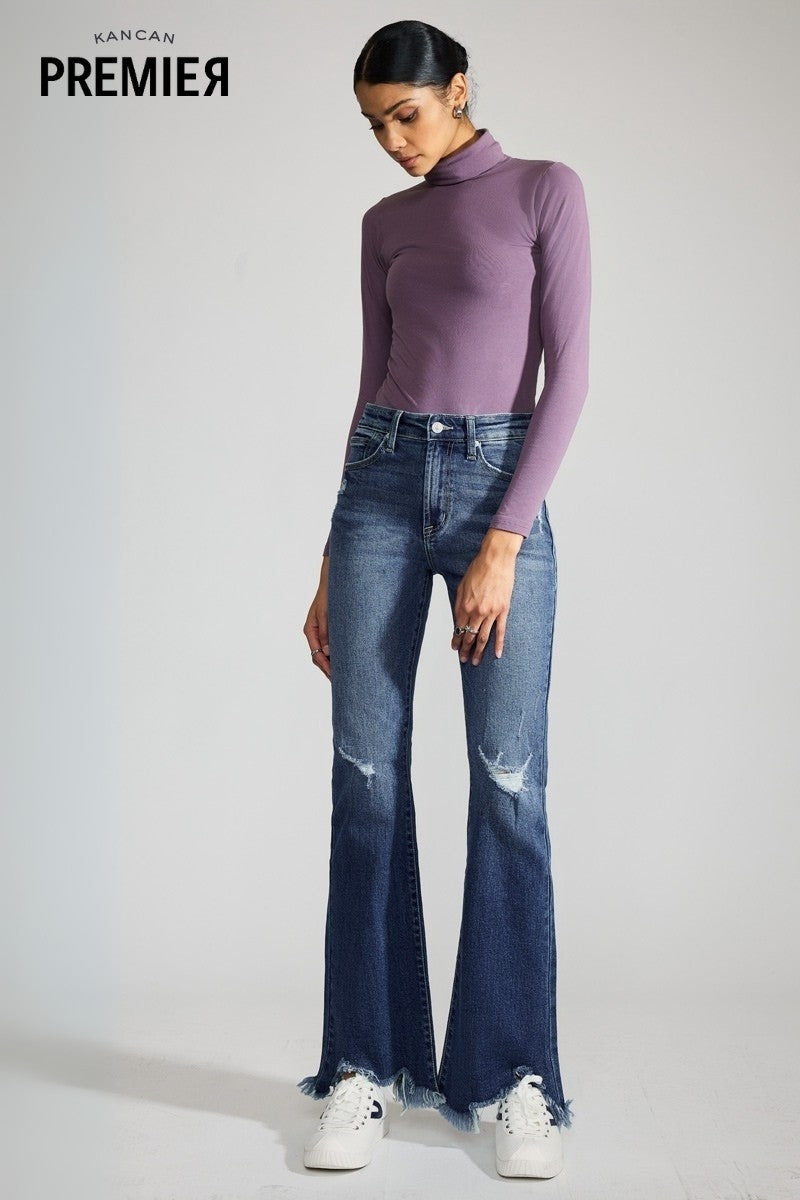 Premier High Rise Distressed Flare Jeans