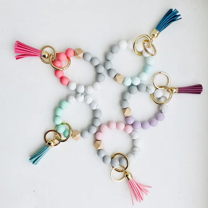 Silicone Wristlet Key Ring Bead Bracelet