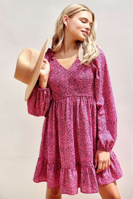 Print Smocked Bodice Dress