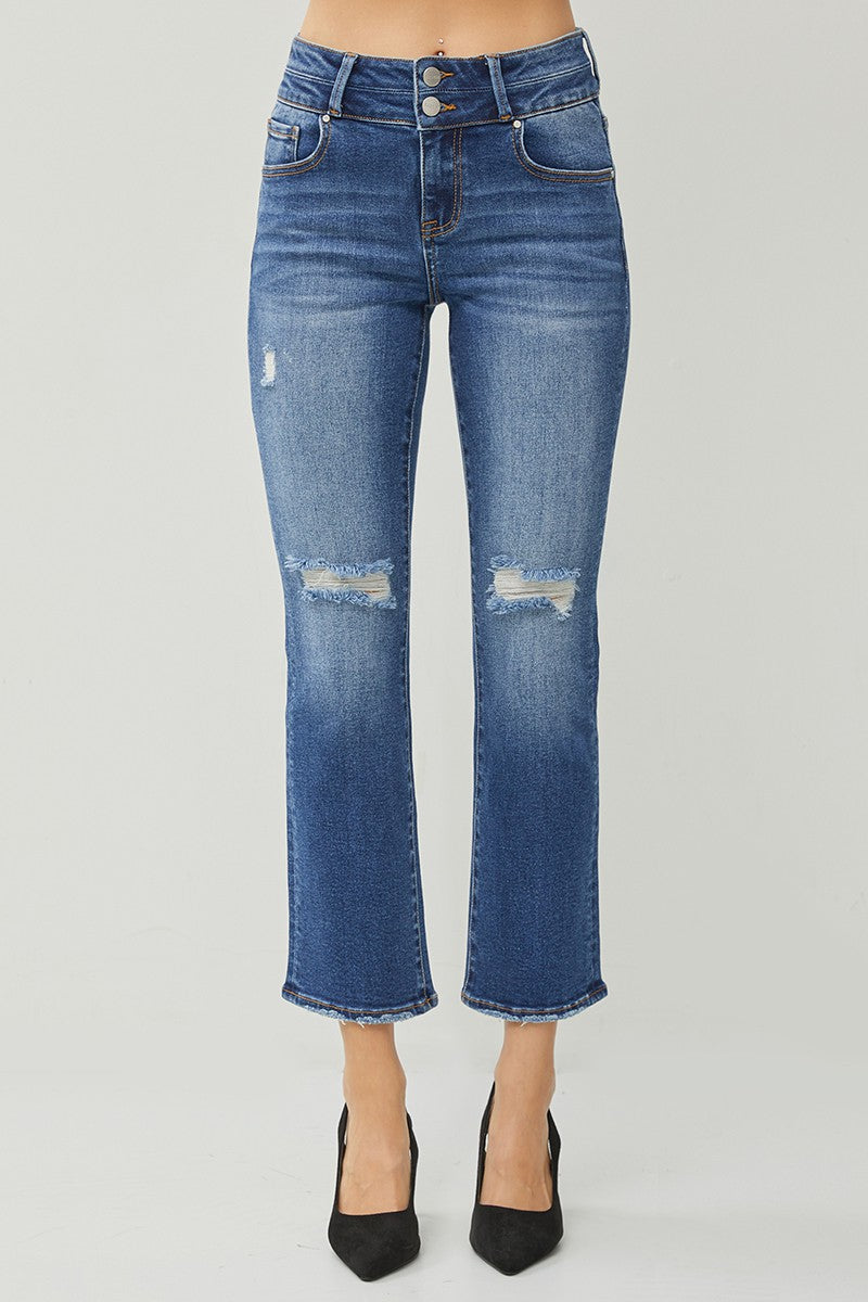 Risen Dark High Rise Ankle Jean