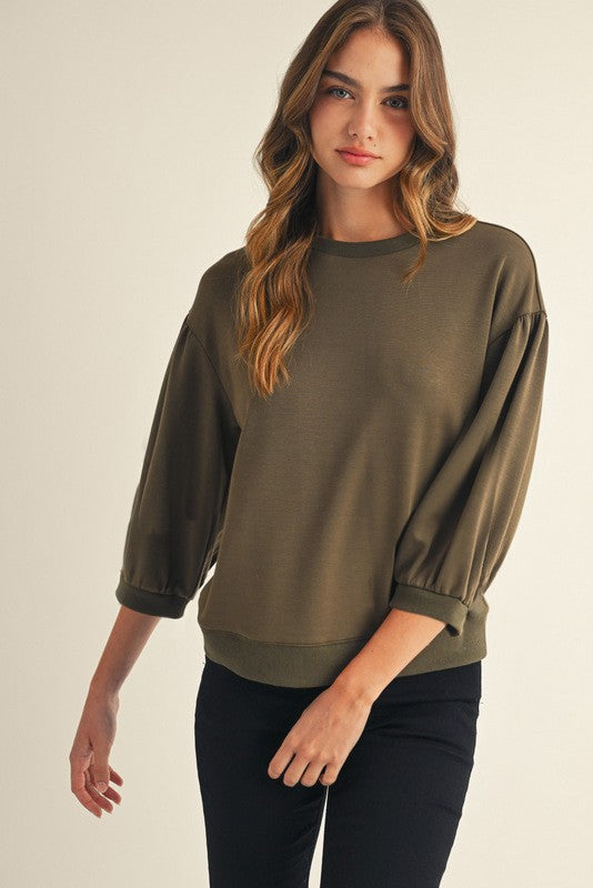 Olive Sweatshirt Top