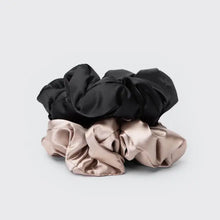 Load image into Gallery viewer, Satin Sleep Pillow Scrunchies - Black/Gold
