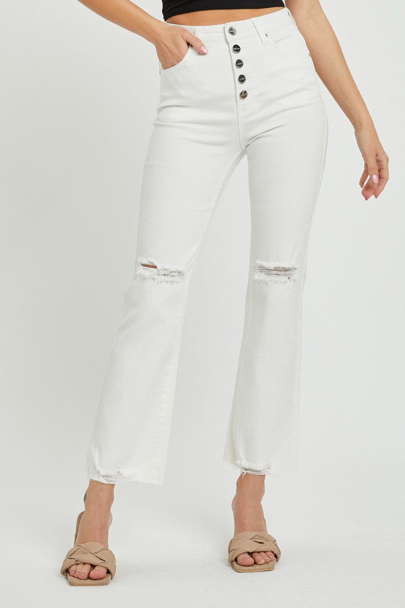 Risen White High Rise Crop Jean