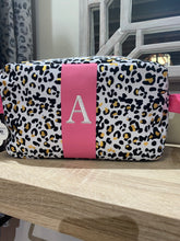 Load image into Gallery viewer, Leopard Initial Cosmetic Bag
