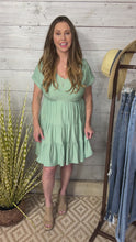 Load and play video in Gallery viewer, Mint V Neck Babydoll Dress
