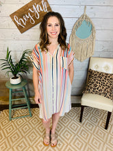 Load image into Gallery viewer, Striped Button Down Fray Dress
