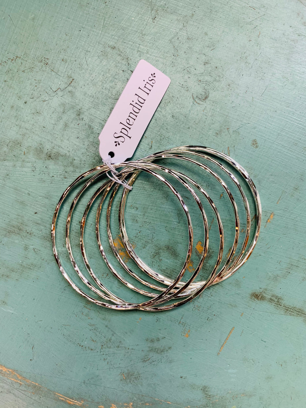 Round Hammered Bangle Set