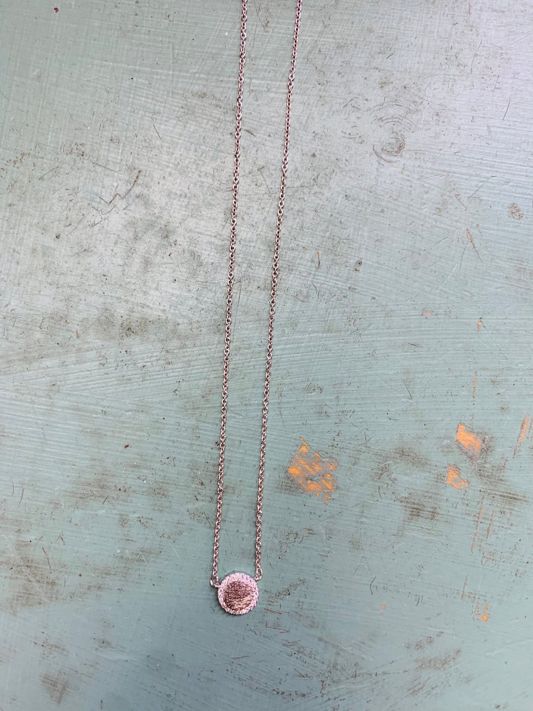 Etched Circle w/ Pave Necklace